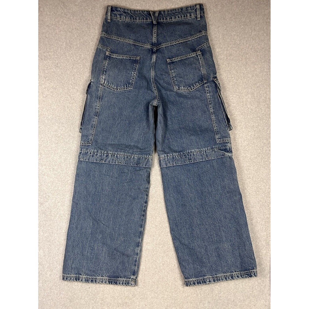 Zara Light Blue Wide-Leg Cargo Jeans - Picture 3 of 14